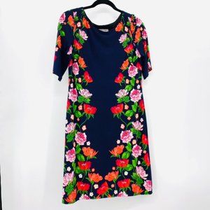 JESSICA H Midi Dress Floral Navy Shift Sheath Body